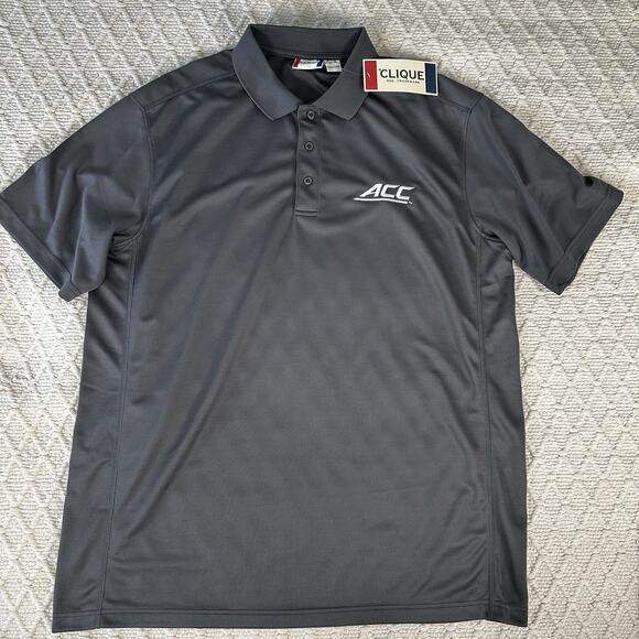 Clique ACC Performance Polo Shirt XL Gray Embroidered Dri-Fit NWT - Picture 1 of 7